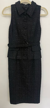 Donna Karan Classic Black Tweed Sleeveless Skirt Set Size 6 NWT Photo 0
