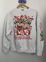 90s Vintage XL Christmas Holiday Sweatshirt Bunnies Coco Love Grey Crew Neck Photo 0