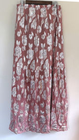 Women's Floral Metallic Silver Jacquard Tiered Lined Elastic Waist Maxi Skirt Photo 0
