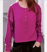 NEW Free People FP Movement Back to Me purple Snap Pullover Crop Henley‎ Photo 0