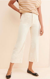 Anthropologie Maeve The Colette Corduroy Ankle Cropped Wide‎ Leg Pants Cream 29 Photo 0
