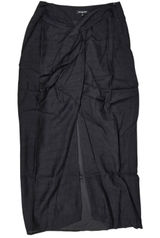 Area Stars Neela Skirt‎ Black Linen Blend Knot Front Slit Midi Skirt Small NEW Photo 0
