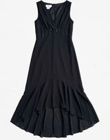 Morgan & Co Black Beaded High Low Ruffle‎ Hem Formal Dress Y2K Vintage Womens 14 Photo 0