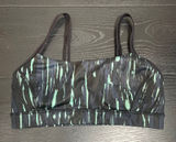 Lululemon Energy Bra Size 8 Green Black Abstract Brushstroke Strappy Sports Bra Photo 0