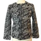 Ann Taylor Wool Blend Chunky Tweed Blazer Women's Medium Black White Zip Front Photo 0