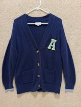Aerie knit cardigan 100% cotton xs letterman college academia preppy letter A Photo 0