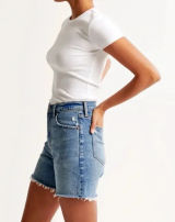 Abercrombie & Fitch High Rise 9” Shorts Medium Wash size 24 Photo 0