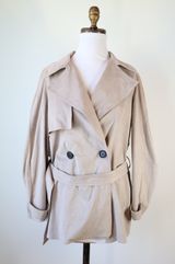 ZARA Beige Trench Coat Belted Suede Feel Classic Jacket Preppy Minimalist Small Photo 0