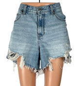 Abercrombie & Fitch Blue Distressed Low Rise Baggy Dad Cut Off Denim Shorts 31 Photo 0