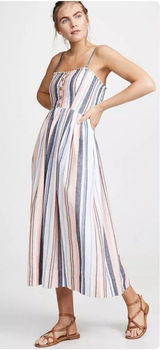 Free People Multicolour Lilah Cotton Pleated Tube Maxi Dress Small Boho Summer Photo 0
