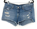 Rag & Bone Jean Shorts Gunner Distressed 30 Blue Raw Hem Cut Off Premium Denim Photo 0