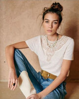 Sézane T-Shirt in Ecru Lightweight slub knit linen WOMENS XS Photo 0