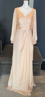 Women’s Full length V Neck Long Sleeve Corset Back Dress Size 6 Photo 0