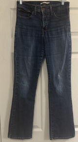 Levis 315 Jeans Womens 30 Blue Shaping Boot Cut Mid Rise Medium Dark‎ Wash Denim Photo 0