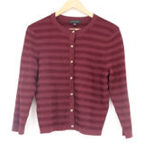 Ann Taylor Burgundy Striped Button Front Cardigan Sweater Womens Size M Photo 0