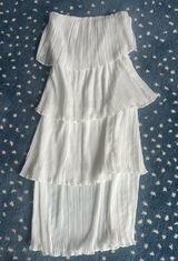 White Tiered Strapless Midi Dress Photo 0