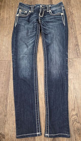 Miss Me Jeans 25 Dark Wash Low Rise Skinny Rhinestone Flap Pockets Photo 0
