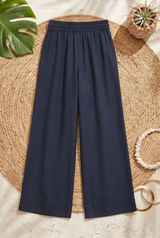 YOGALICIOUS Black Casual Wide Leg Lounge Pants | High Smocked Waist Photo 0