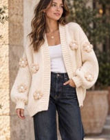 Maeve Anthropologie The Susannah 3D Floral Knit Cardigan Sweater Women One Size Photo 0
