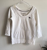 Vintage Abercrombie & Fitch Womens White y2k 3/4 Sleeve Moose Sweatshirt L‎ Photo 0