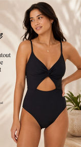 Aerie Twist Cutout One Piece Swimsuit Black Size M NWT Photo 0
