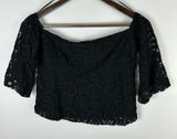 Zara Black Lace Crop Top Womens Small Short Sleeve Fairy Grunge Whimsigoth Photo 0