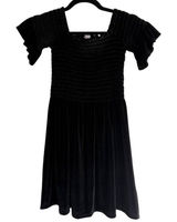 Urban Outfitters Womens Black Plush Velvet‎ Smocked Ruffle Sleeve Mini Dress XS Photo 0