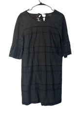 J. Crew Black Embroidered Half Sleeves Tie Neck Shift Dress Women Sz 6 Photo 0