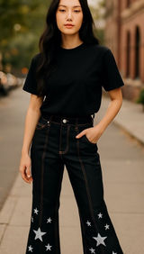 Unique Vintage Star Power‎ Flare Jeans Contrast Stitching 1X/16 Photo 0