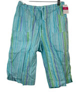 Fresh‎ Produce Nautical Rope Park Ave Cropped Pants Blue Green Stripe Large New Photo 0