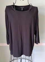 Eileen Fisher Womens Crew Neck 3/4 Sleeve Tee Shirt Black‎ Size PS Photo 0