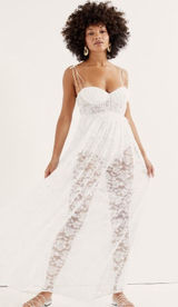 For Love & Lemons $260 Lorena Dress White Maxi Floral Bridal Lace Fairy Ethereal Photo 0