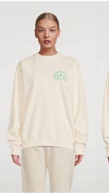 NEW Sporty & Rich Fitness Group Crewneck Sweatshirt M Off White Fleece Oversized Photo 0