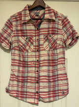 Carhartt Women's Brogan Plaid Short Sleeve Shirt - Rugged Pink/Cream - Small Photo 0