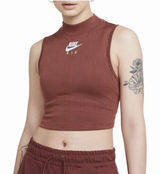 Nike Air Women's Sportswear Rib Crop Tank Top Mock Neck Slim Fit Canyon Rust Sm Photo 0