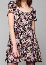 Kimchi Blue Purple Floral Babydoll Mini Dress xs Photo 0