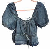 Ganni‎ Denim Puff Sleeve Top in Tint Wash Size S/M Feminine Cottage core Photo 0