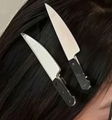🔪 Knife Hair Clips Set of 2 knives Clip for Halloween spooky New scary costume Photo 0