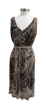 Jones New York Dress Vintage Leopard Print Midi Scarf Dress Brown Tan 16 Photo 0