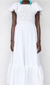 ZARA NWT Linen crochet Maxi Dress Size Small Photo 0