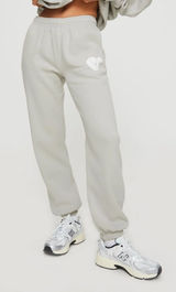 Princess Polly Women’s Track Pants Bubble Text Grey & Cloud White Size 4 Photo 0