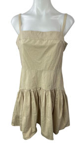 Abercrombie & Fitch Beige Sleeveless Mini Ruffle Flounce Tank A-Line Dress Sz M Photo 0
