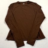 Skims Fits Everybody Long Sleeve T Shirt Womens Large Brown Cocoa Slim Crewneck Photo 0