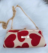 NIB Miu Miu Red Hearts Clutch Crossbody Photo 0