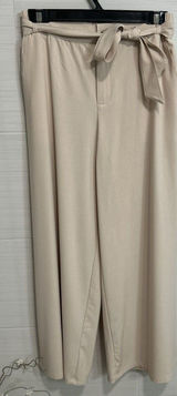 Hooever Hi Waist Wide Leg Tie Belt Beige Cream Dress Pants M, Office Minimalist Photo 0
