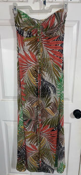Tropical Palm Leaf Print Strapless Maxi Dress size M Photo 0
