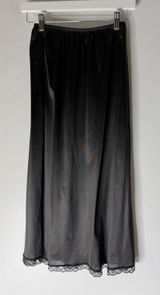 Vintage warners black nylon midi slip skirt lace trim‎ medium USA Photo 0