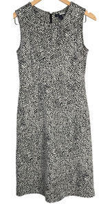 Lands End Sleeveless Ponte Pencil Dress Black White Patterned Career Casual 2 Photo 0