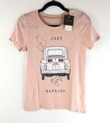 Grayson Threads Womens T Shirt Just Married Car Short Sleeve Pink M Photo 0