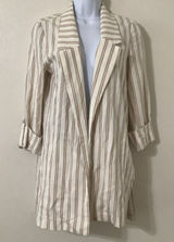 Striped Jacket XS Minimalist Coastal Cotton Blend Open Summer Beach‎ Resort Photo 0